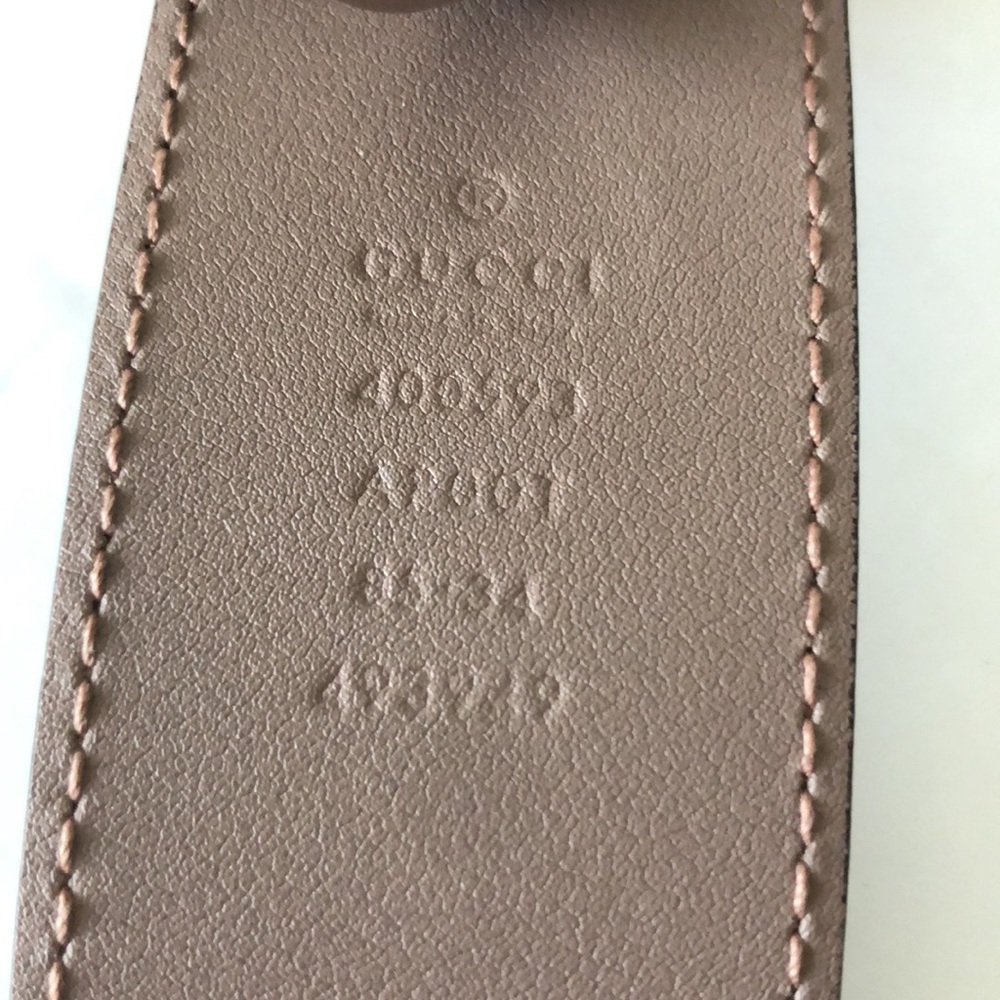 Gucci Authentic Double G  Leather Belt Moon Porcelain Rose 85/34, 1.5" wide - Picture 4 of 13